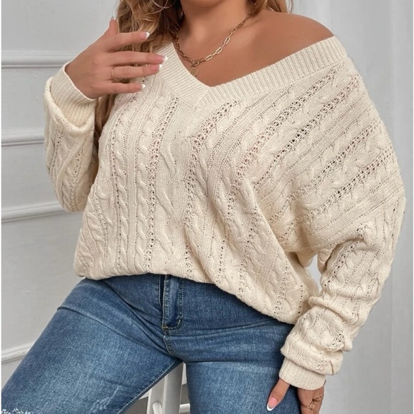 New Cable Knit Drop Shoulder Sweater - Picture 2 of 5
